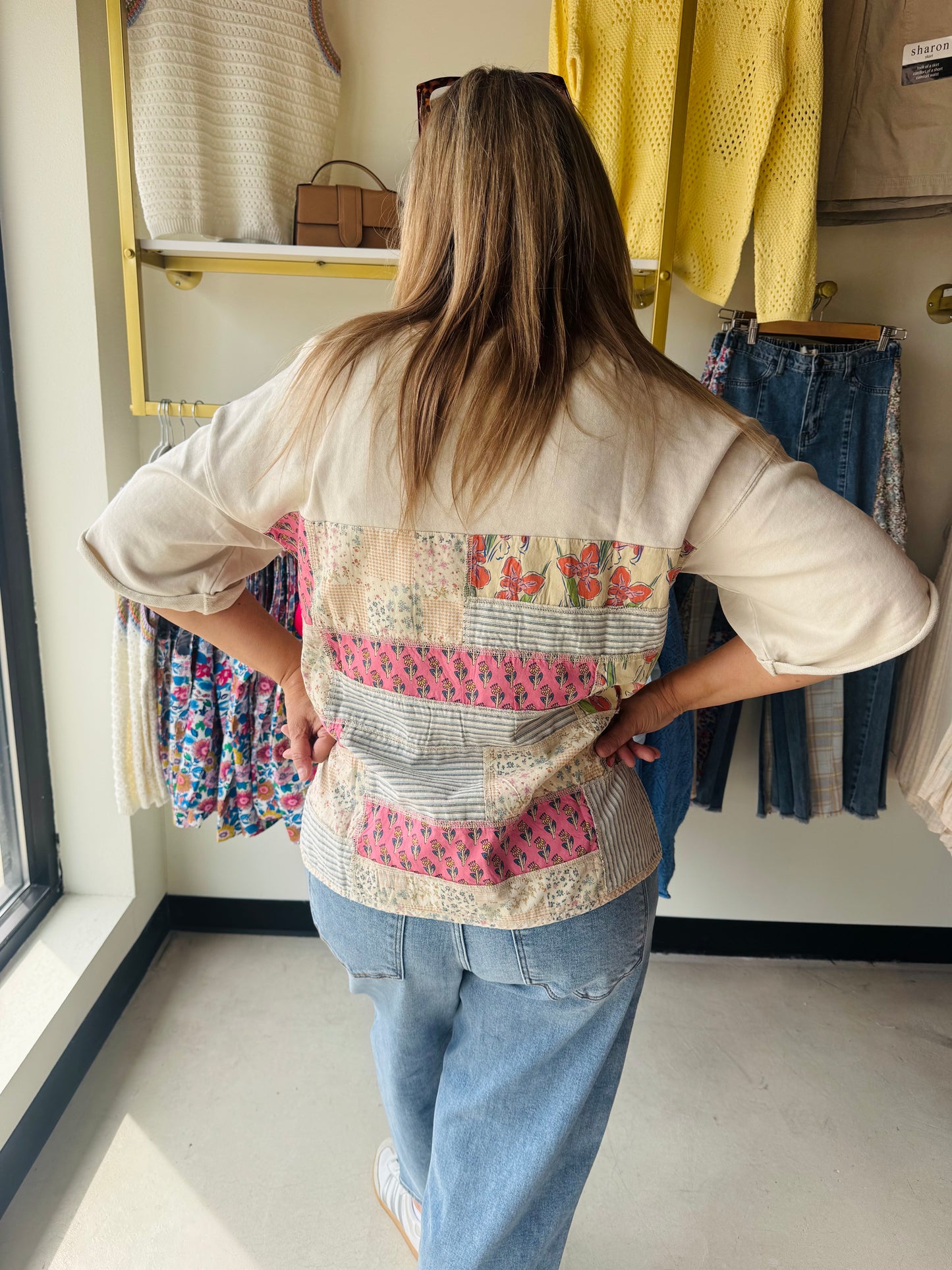 Khaki Patchwork Oversized Tee