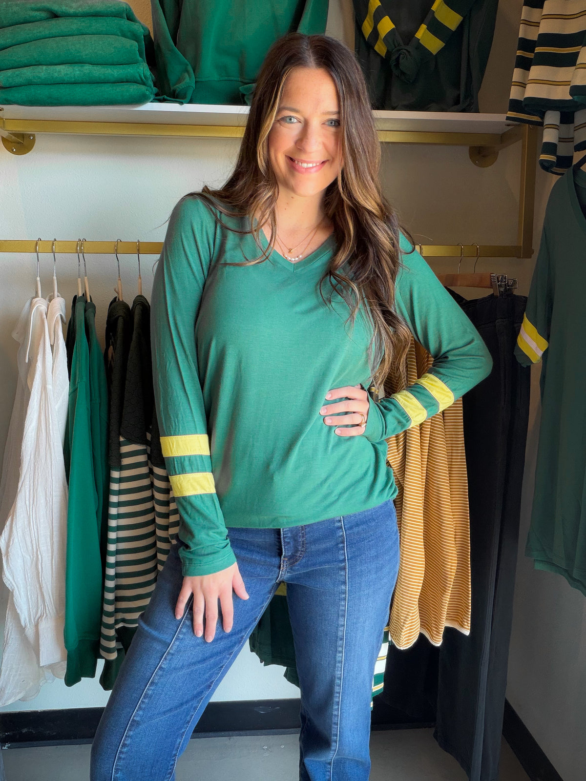 Larissa Green & Gold Top