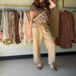Taupe Terry Knit Barrel Pants