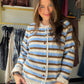 Brown & Blue Striped Button Cardi