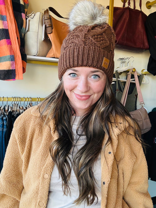 Chocolate Brown Pom Hat