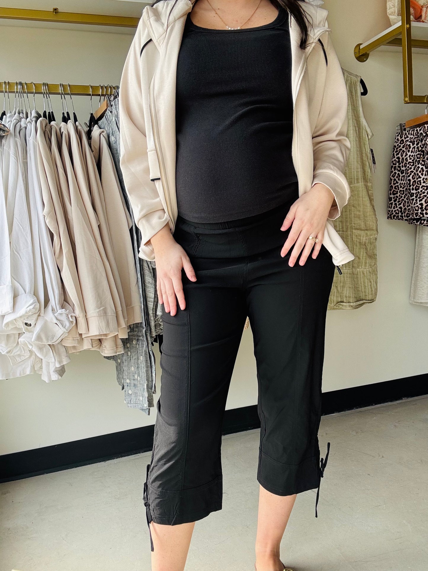 Black Drawstring Capris