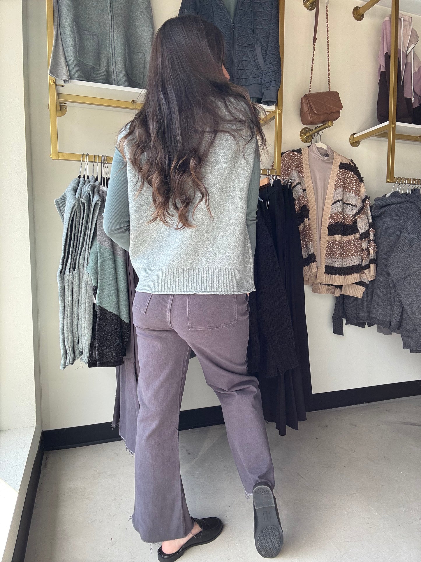 Dark Gray High Rise Cropped Denim