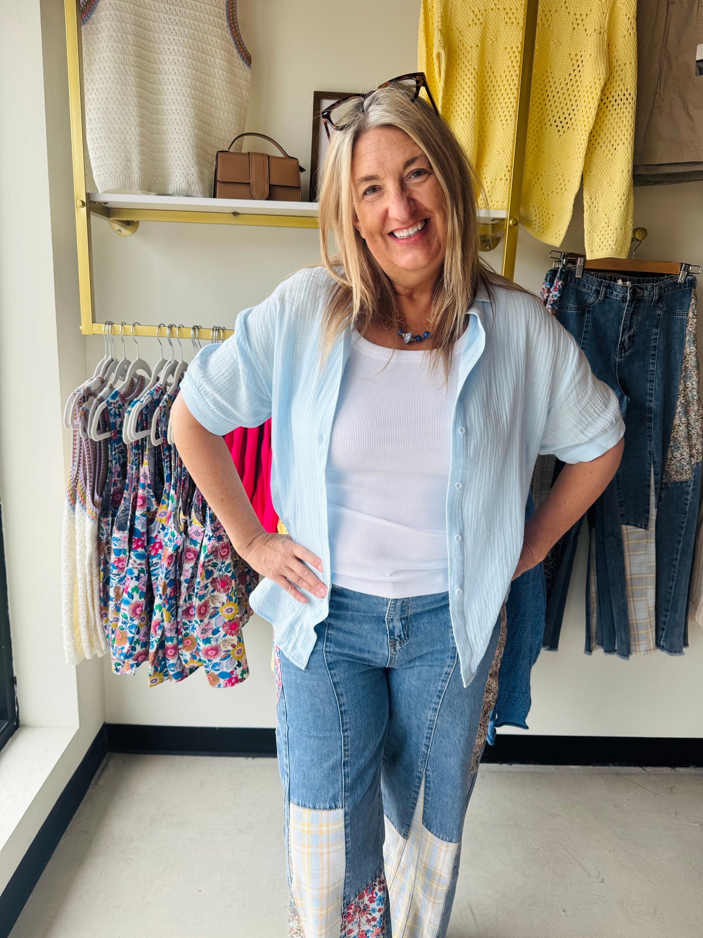 Blue Sawyer Gauze Top