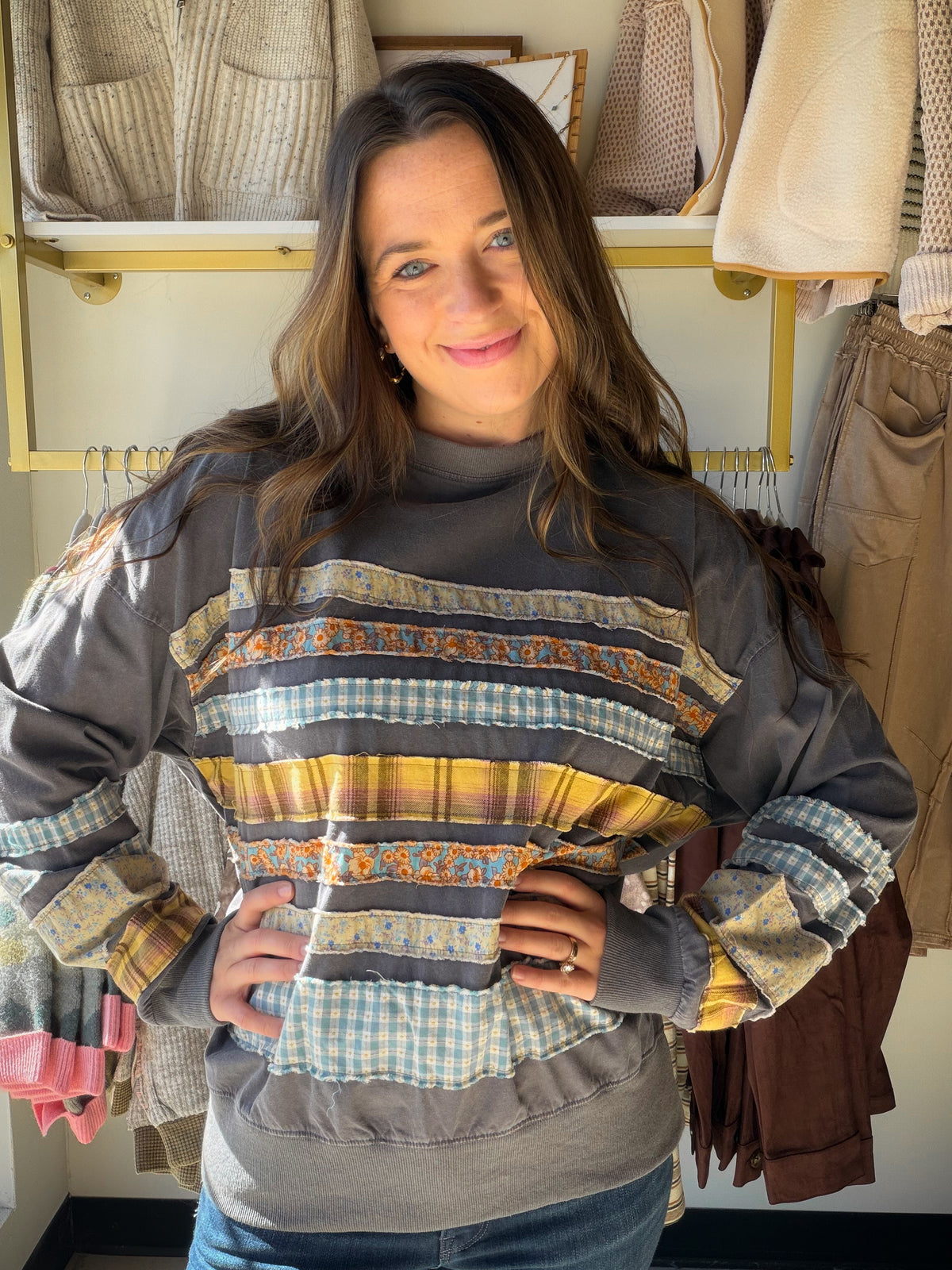 Ash Patch Stripe Crewneck