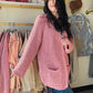 Rose Pink Chunky Knit Cardigan