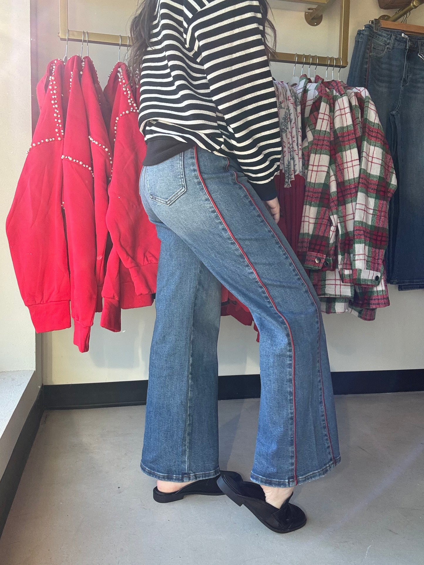 Side Piping Wide Leg Denim