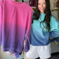 Dip Dyed Pink Corded Crew
