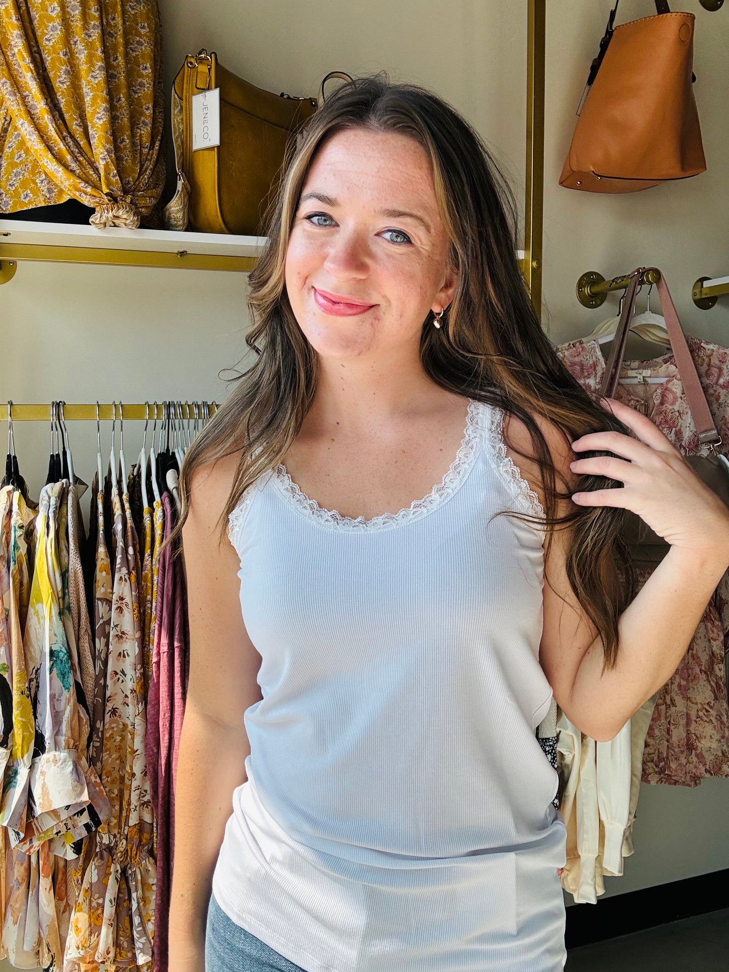 Lexi Lace Tank - White