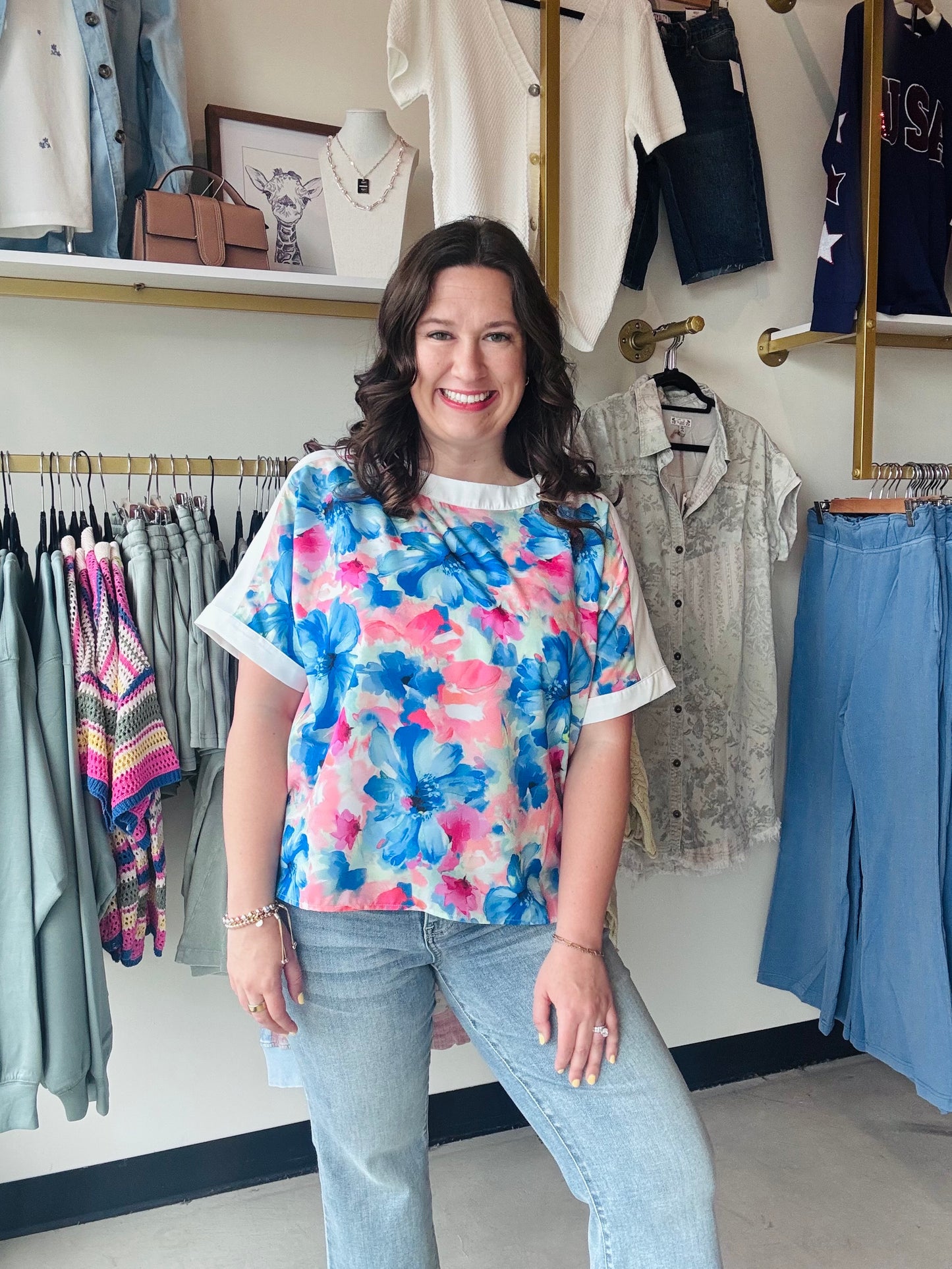 Brushstroke Blooms Floral Top