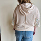 Oatmeal Half Sleeve Patchwork Hoodie