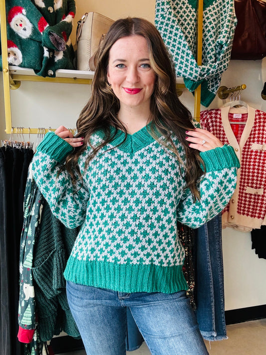 Kelly Green Graphic Sweater