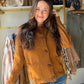 Camel Rib Accent Button Up Cardigan