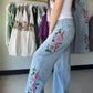 Evie Embroidered Wide Leg Denim