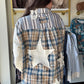 Cream Blue Plaid Button Up