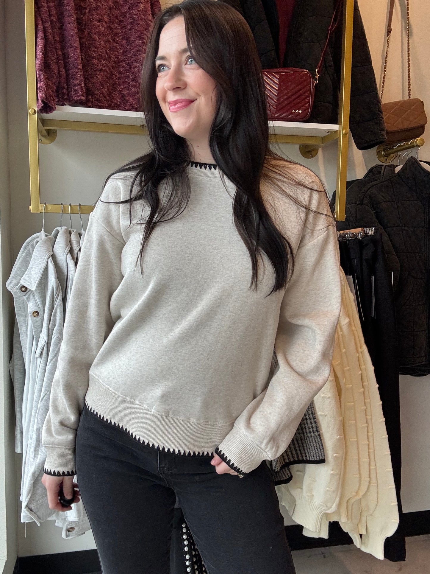 Ivory Carmine Pullover