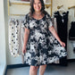 Black & White Flutter Sleeve Dress