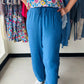 Blue Crinkle Drawstring Pants