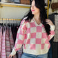 Pink & White Checkered Hoodie