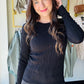 Black Cable Knit Crewneck