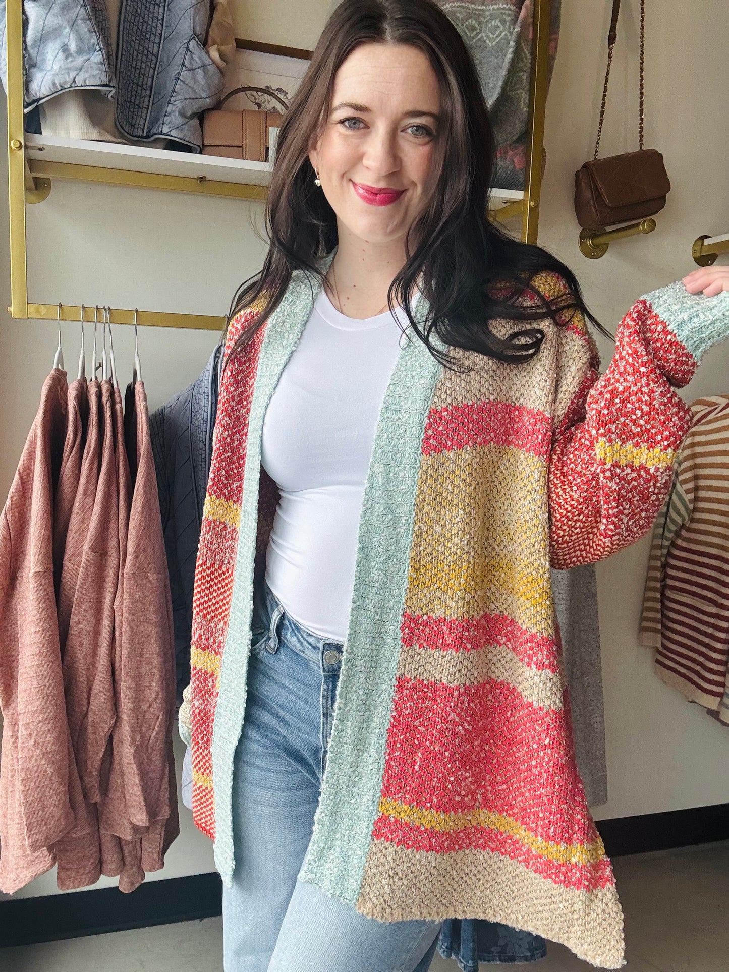 Orange Taupe Multi Cardigan