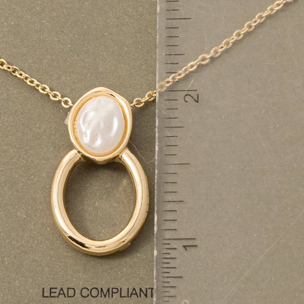 Pearl And Oval Hoop Pendant Necklace