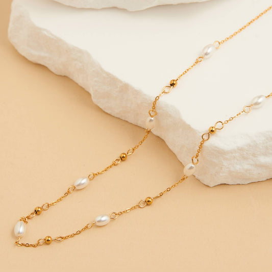 Waterproof Necklace 18" Pearl & Bead Station Narelle