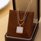 Layered Square Opal Pendant Necklace