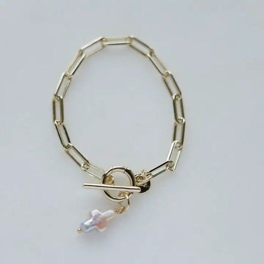 Pearl Cross Charm