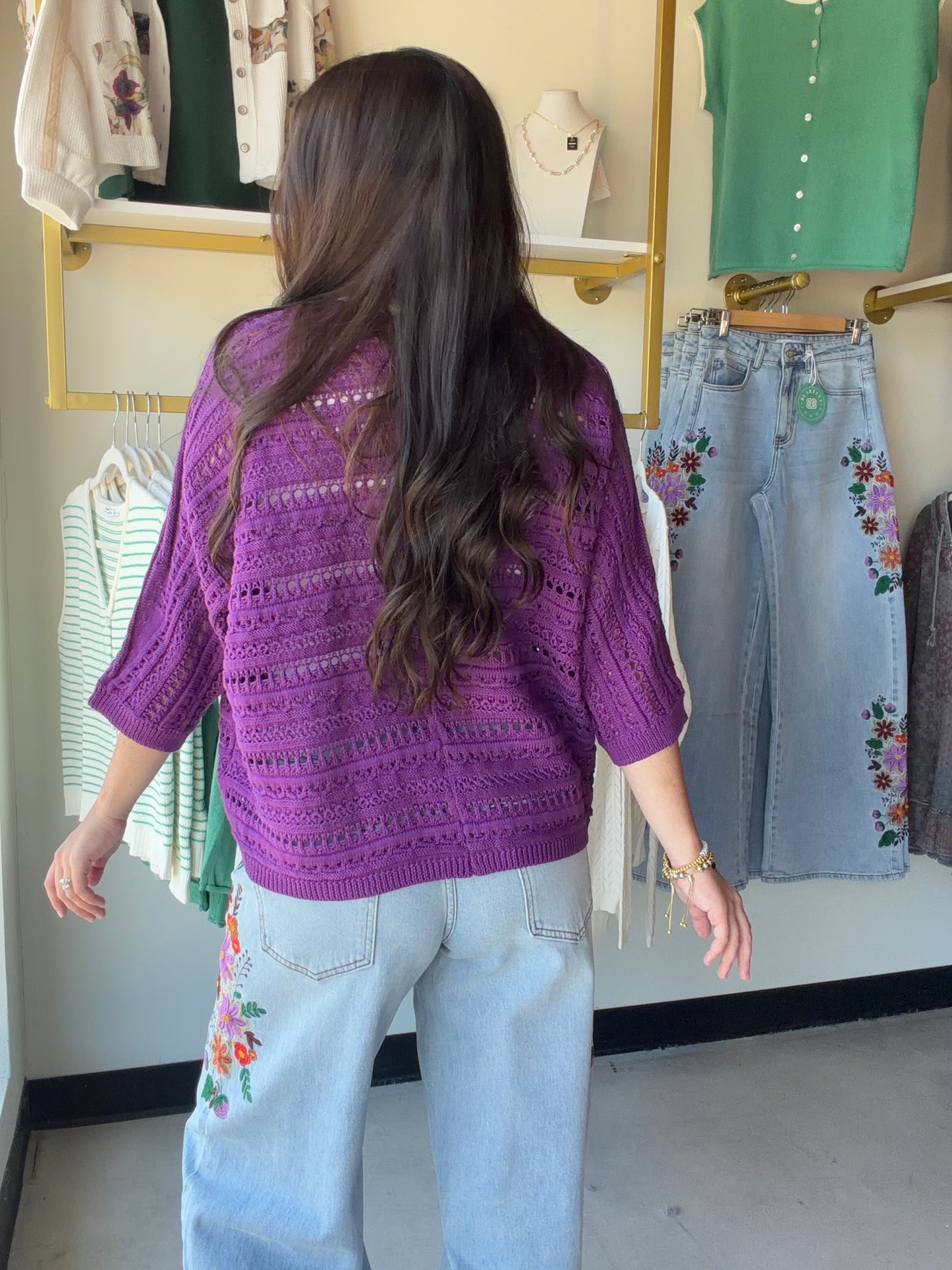 Dark Orchid Crochet Dolman Cardigan