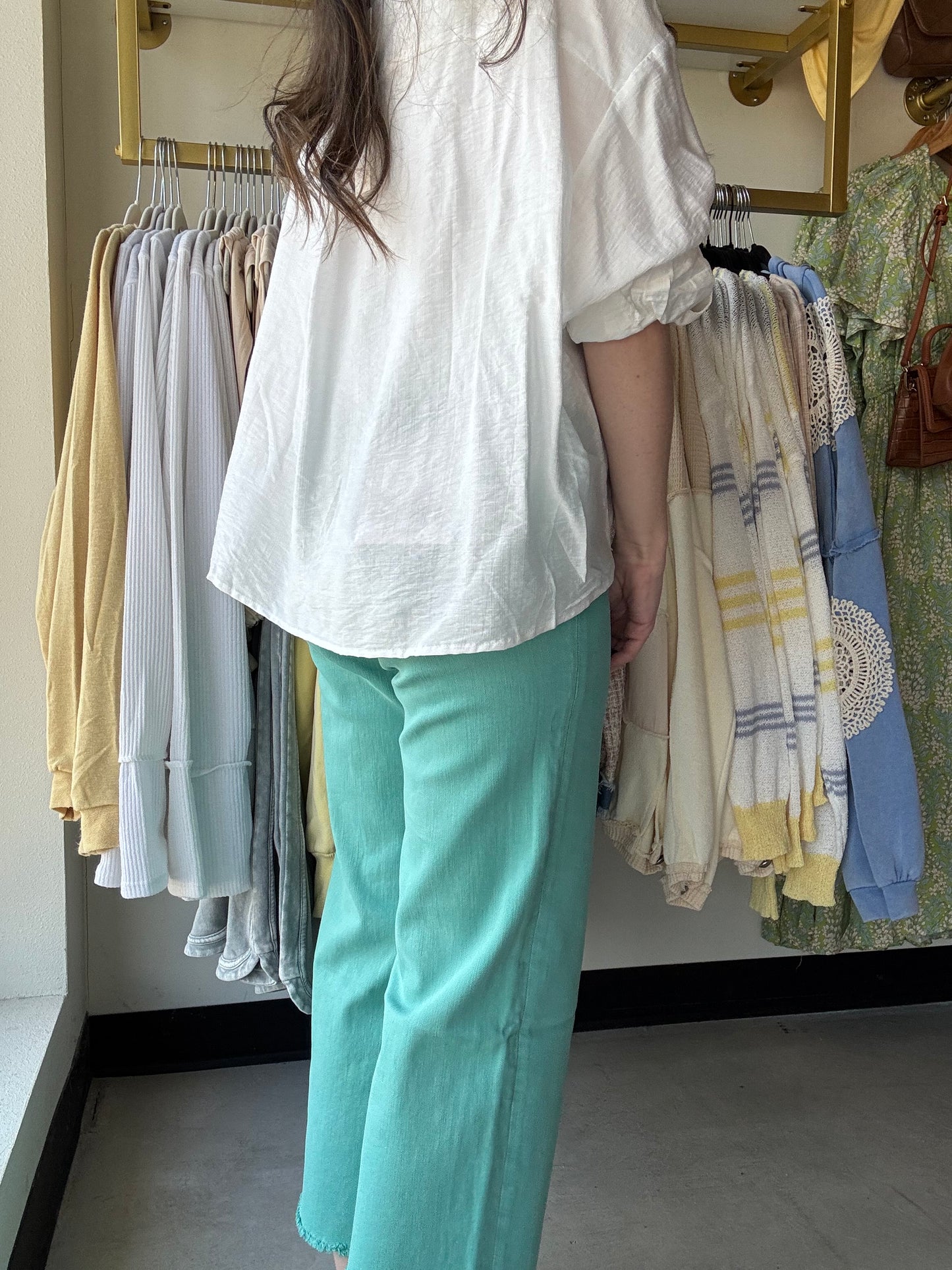 Island Green Cropped Chloe Denim - RFM