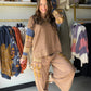 Camel Plaid Mix Thermal Top