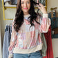 Peach Quilt Print Pullover