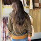 Cocoa Brushed Stripe Pocket Crewneck