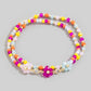 Faceted Beaded Flower Charm Mixed Beaded Bracelet