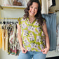 Olive Floral Flutter Sleeve Blouse