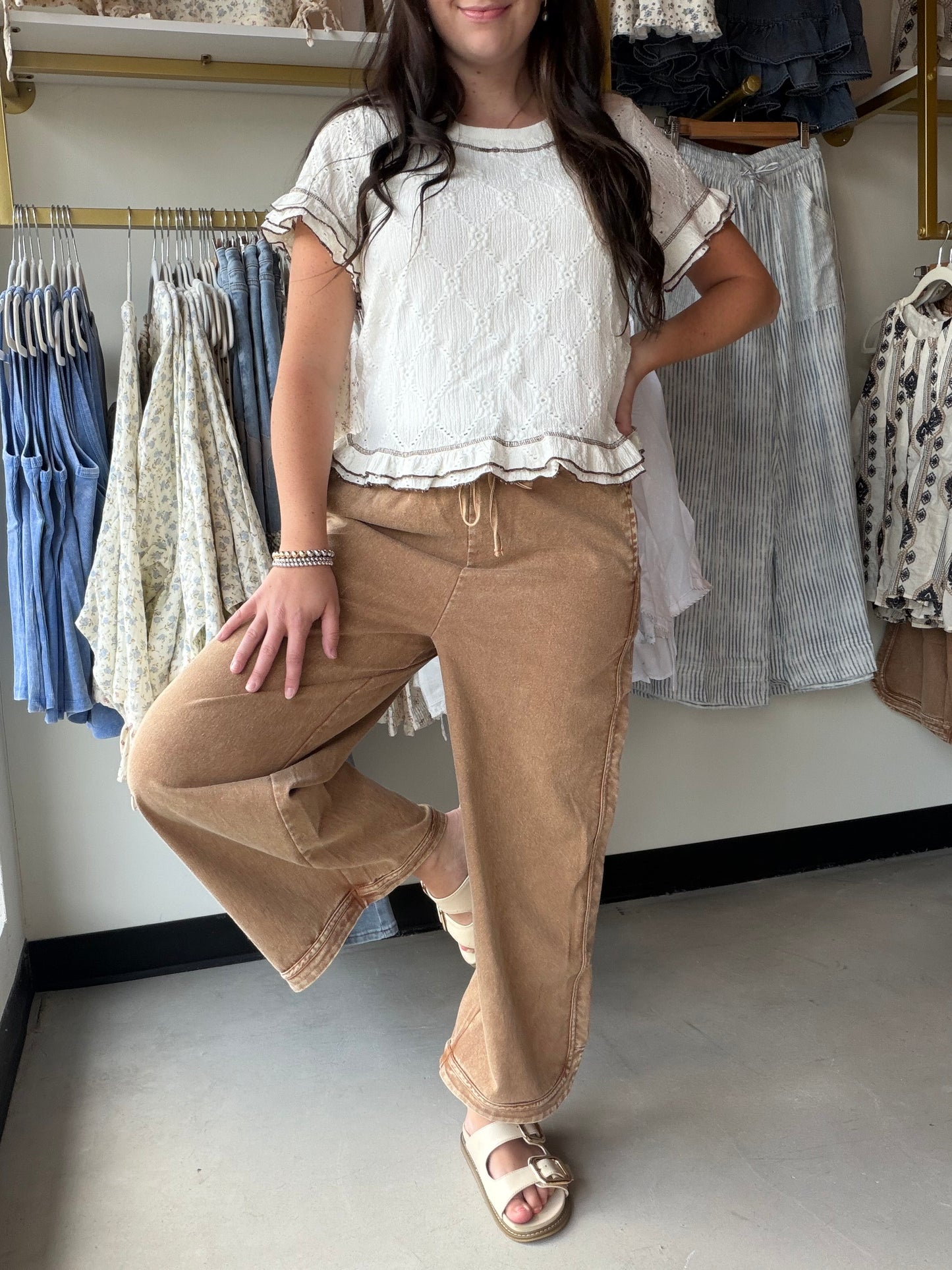 Latte Mineral Wash Drawstring Pants