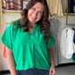 Island Green V Neck Blouse