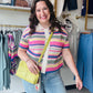 Multi Stripe Crochet Button Up