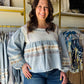 Boho Embroidered Denim & Lace Blouse