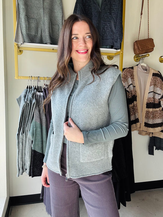 Light Jade Zip Up Vest