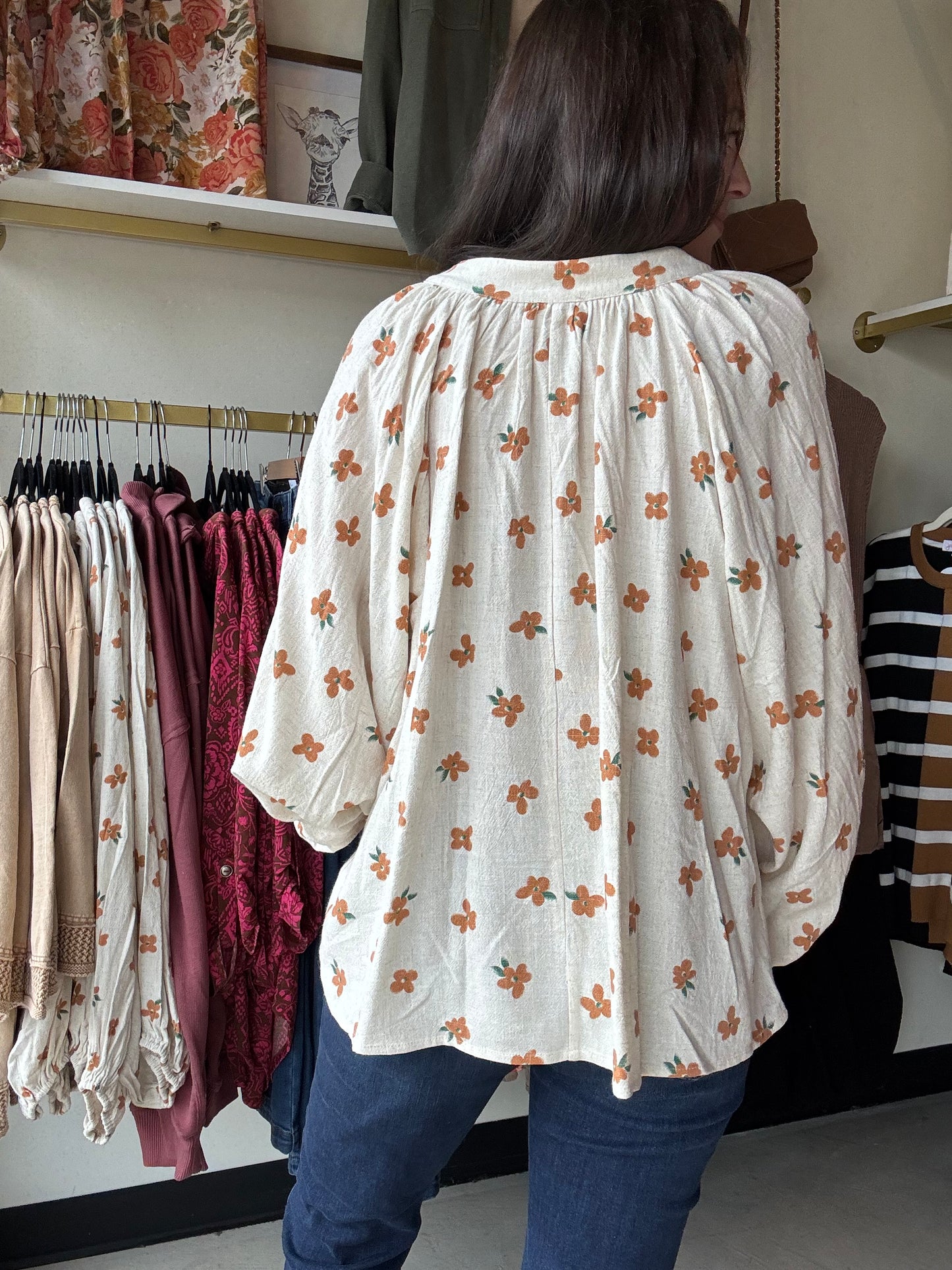Oatmeal Dainty Floral Blouse