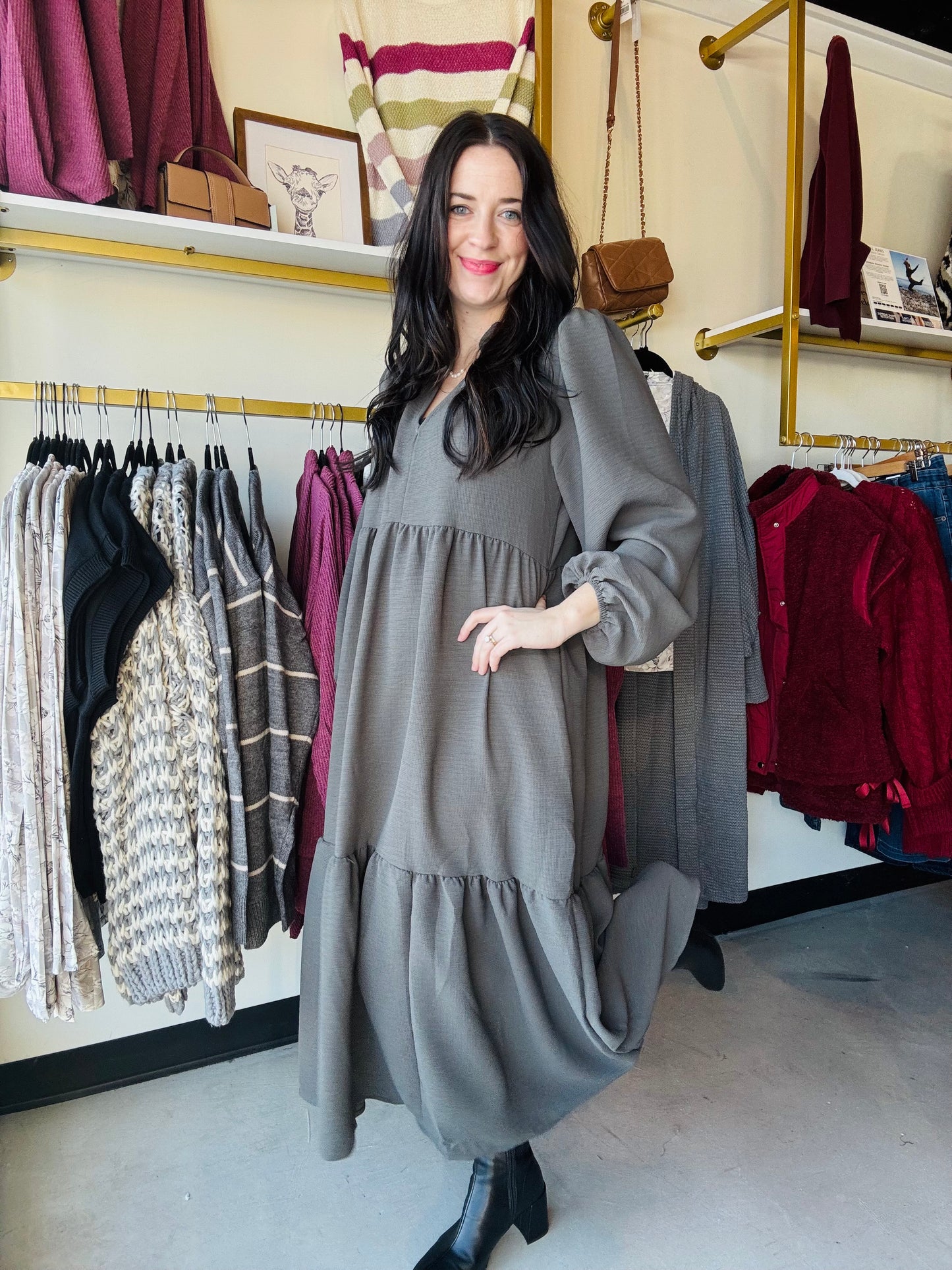 Charcoal Woven Maxi Dress