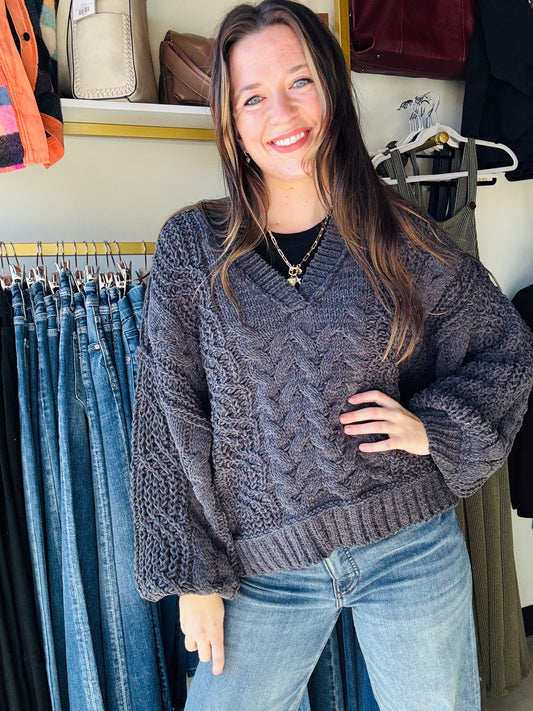 Deep Charcoal Chunky Sweater