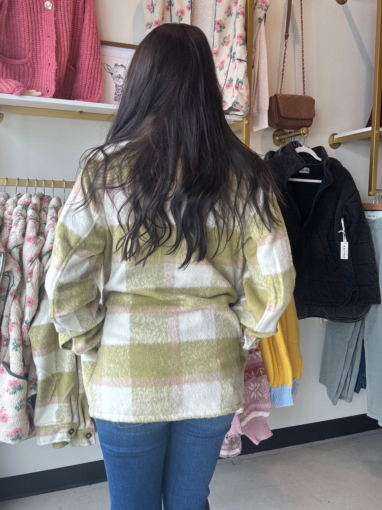 Green & Cream Plaid Jacket