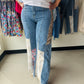 Patchwork Detail Wide Leg Denim