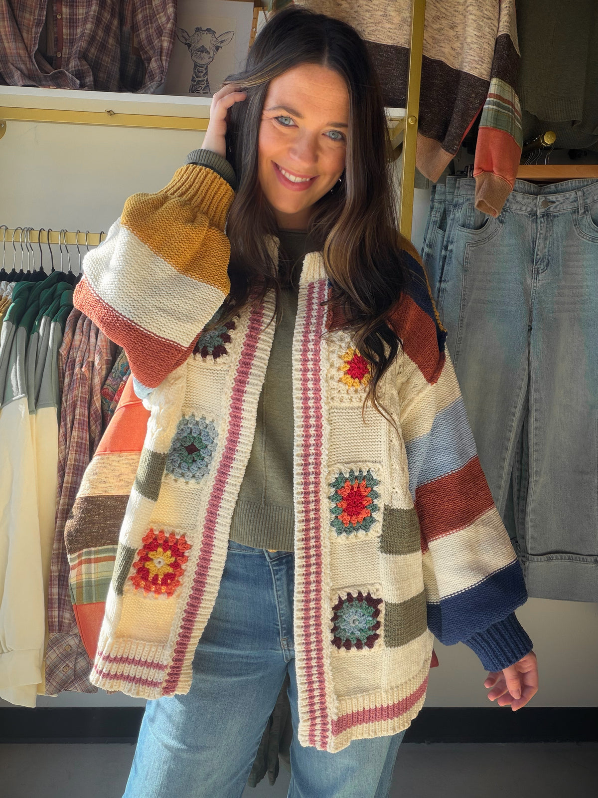 Multi Patch Chenille Cardigan