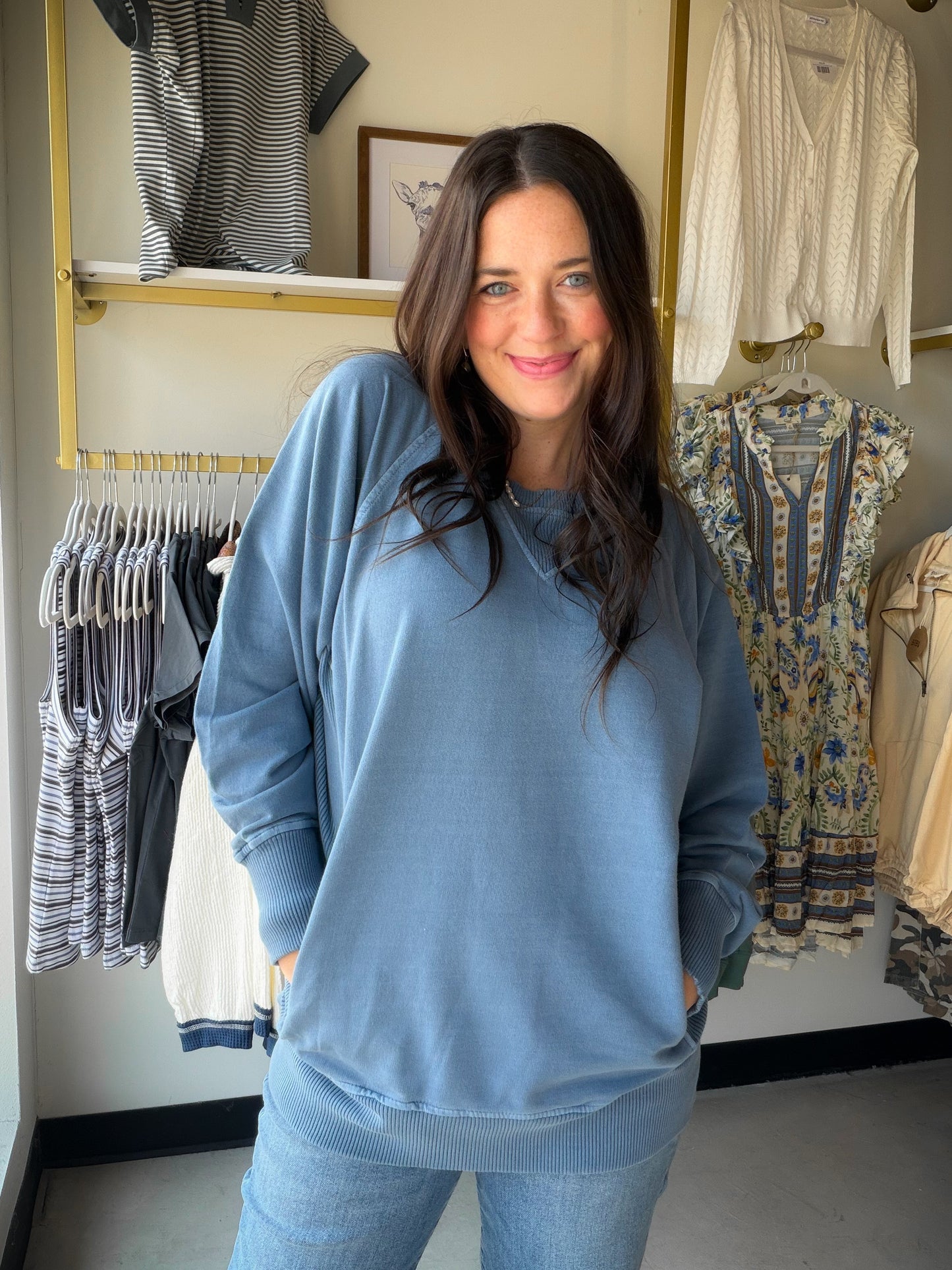 Dusty Blue Pigment Dyed Pullover