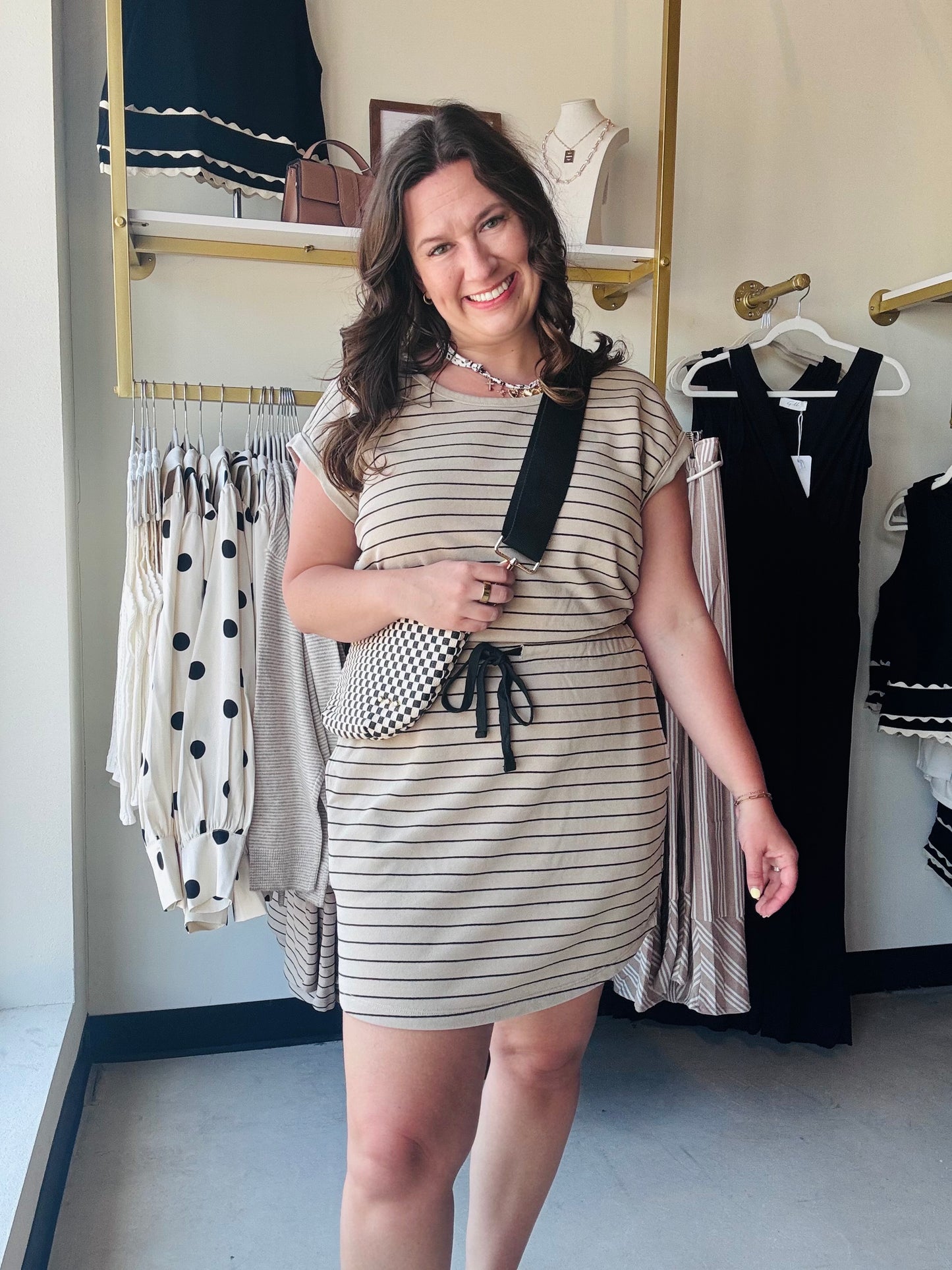 Black Stripe Gardenia Dress