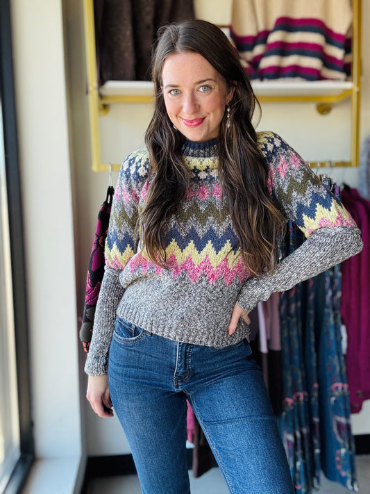 Intarsia Ribbed Sweater